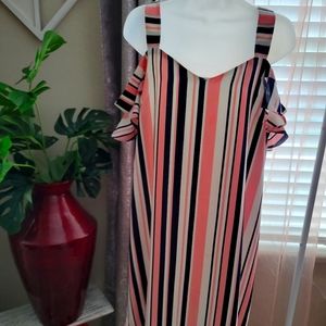 Cold shoulder striped dress